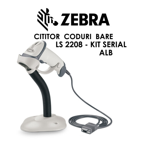 Cititor cod bare Motorola Symbol LS2208 1D Laser - Kit RS232 (serial) - ALB