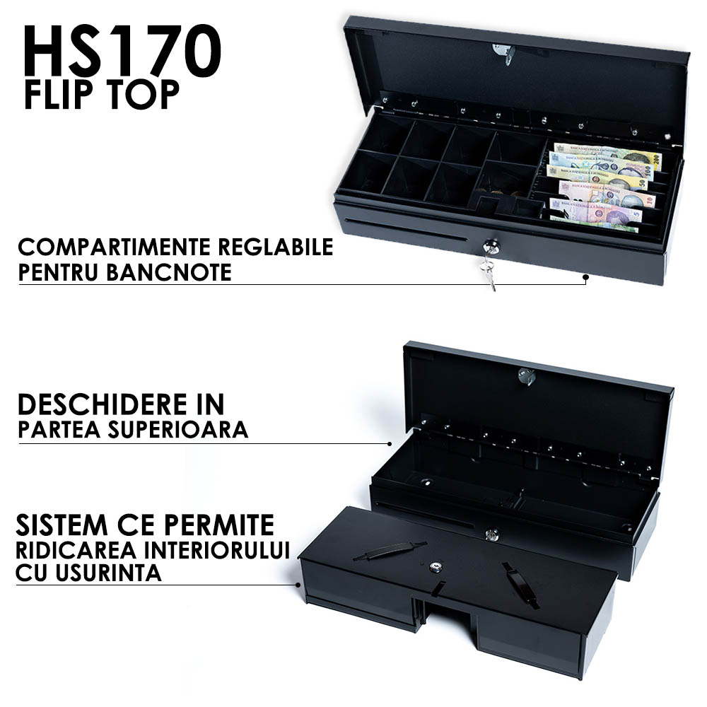 Sertar metalic de bani HS170 FLIP-TOP Sertar metalic de bani HS170 FLIP-TOP